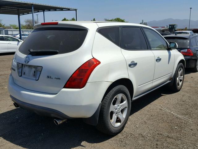 JN8AZ08W93W229186 - 2003 NISSAN MURANO SL WHITE photo 4