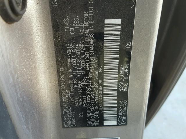 JTLKT334464046128 - 2006 TOYOTA SCION XB SILVER photo 10