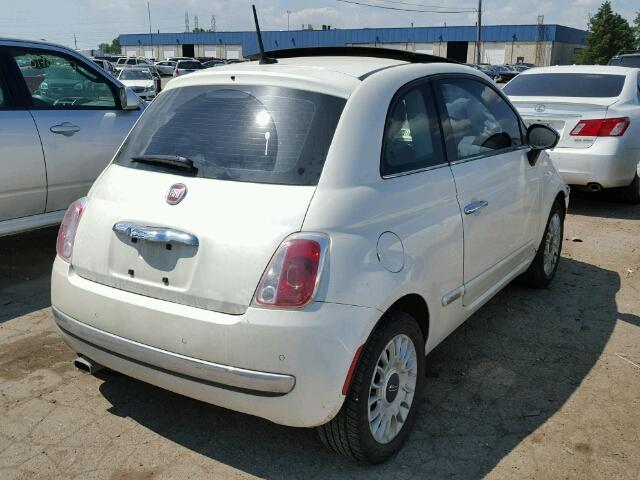 3C3CFFCR8DT742295 - 2013 FIAT 500 LOUNGE WHITE photo 4