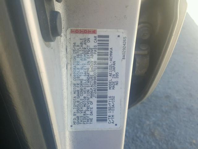 JT2AE09B9R0070158 - 1994 TOYOTA COROLLA LE SILVER photo 10