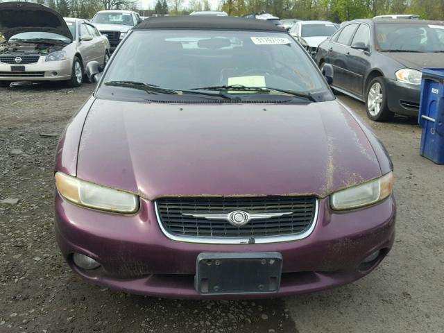 3C3EL55H2XT558930 - 1999 CHRYSLER SEBRING JX PURPLE photo 9