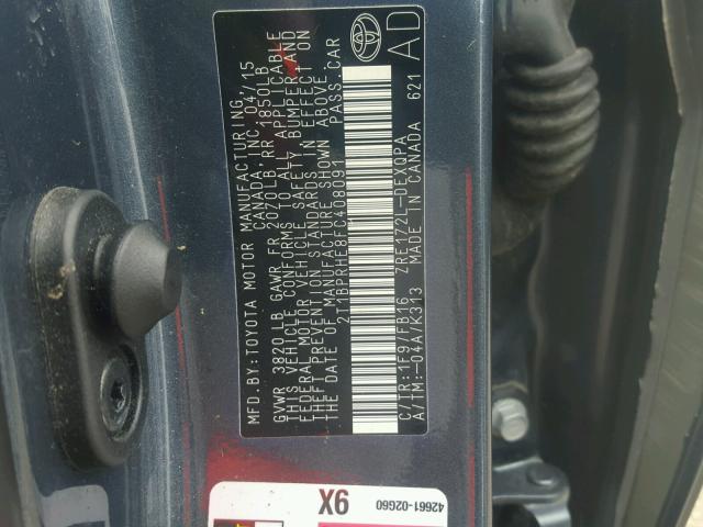 2T1BPRHE8FC408091 - 2015 TOYOTA COROLLA EC 蓝色 照片 10