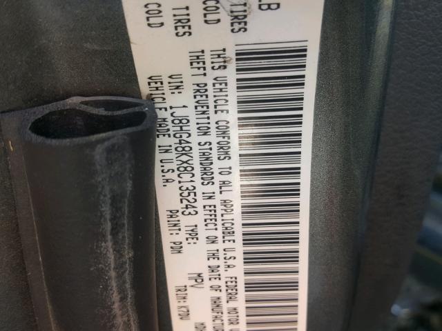 1J8HG48KX8C135243 - 2008 JEEP COMMANDER GRAY photo 10