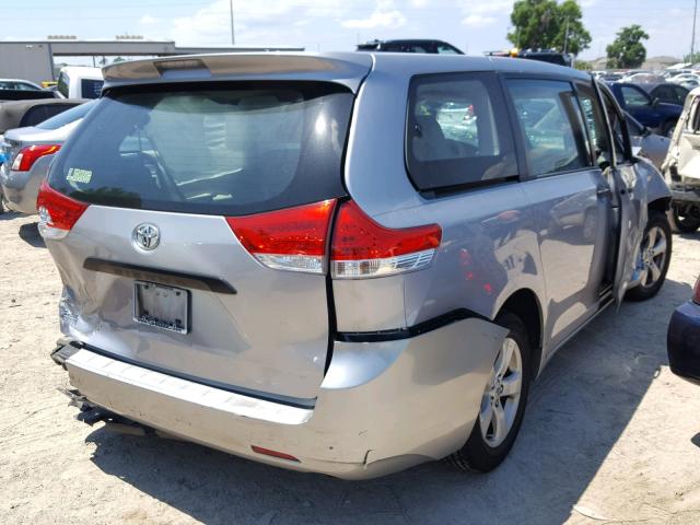 5TDZK3DC0CS179729 - 2012 TOYOTA SIENNA BAS SILVER photo 4