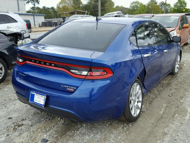 1C3CDFCHXDD209240 - 2013 DODGE DART LIMIT BLUE photo 4