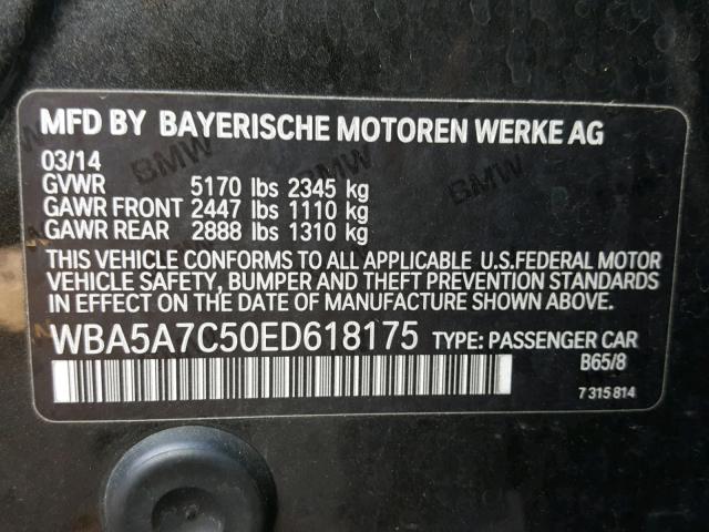 WBA5A7C50ED618175 - 2014 BMW 528 XI CHARCOAL photo 10