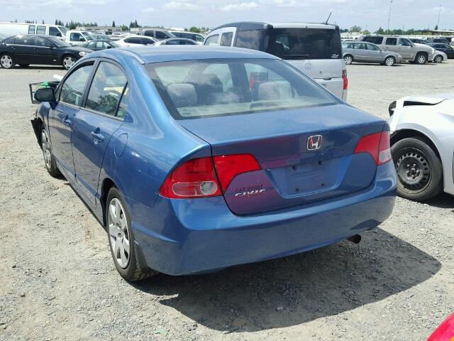 1HGFA16516L105039 - 2006 HONDA CIVIC LX BLUE photo 3