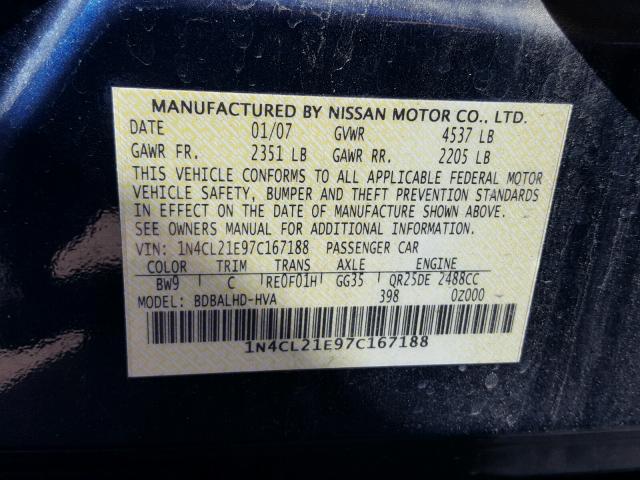 1N4CL21E97C167188 - 2007 NISSAN ALTIMA HYB BLUE photo 10