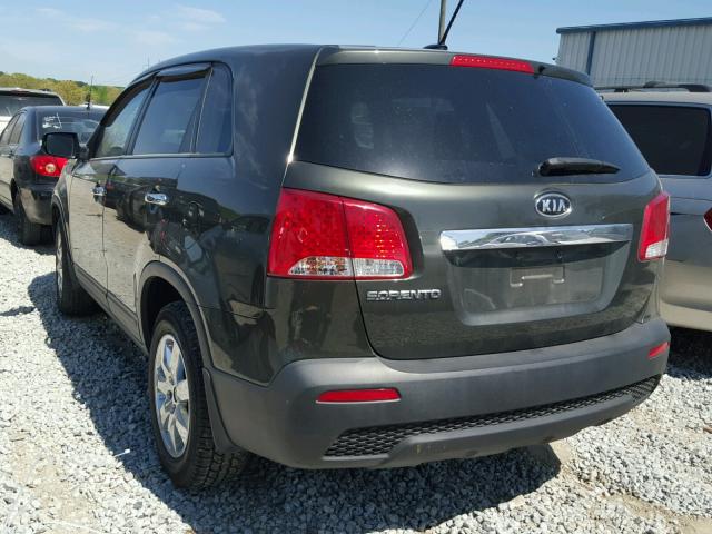 5XYKT3A1XDG328356 - 2013 KIA SORENTO LX GREEN photo 3