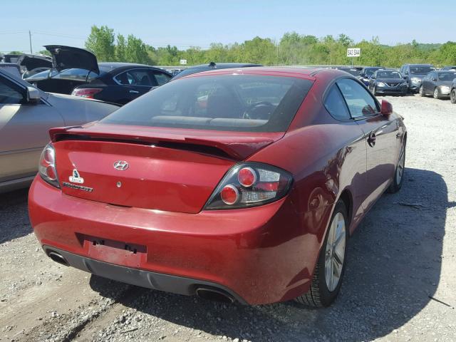 KMHHM66D97U261842 - 2007 HYUNDAI TIBURON GS RED photo 4