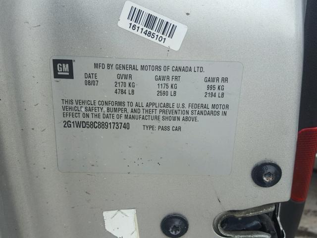 2G1WD58C889173740 - 2008 CHEVROLET IMPALA SUP 棕色 照片 10