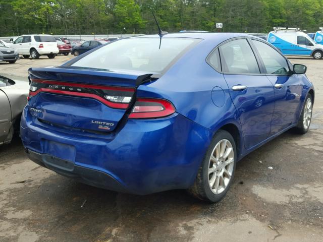 1C3CDFCB6ED701826 - 2014 DODGE DART LIMIT BLUE photo 4