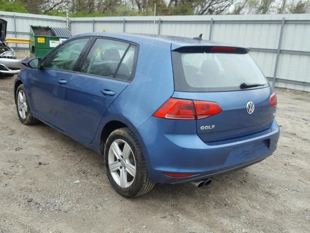 3VW217AU0HM062830 - 2017 VOLKSWAGEN GOLF S BLUE photo 3