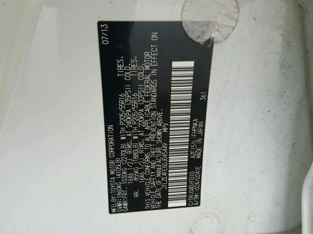 JTLZE4FE6DJ045449 - 2013 TOYOTA SCION XB WHITE photo 10