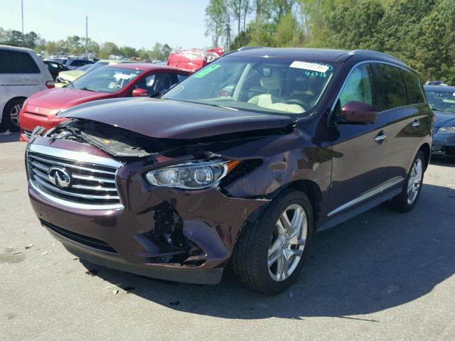 5N1AL0MM1DC308870 - 2013 INFINITI JX35 BASE BURGUNDY photo 2