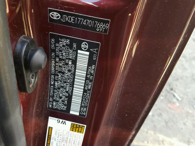 JTKDE177470176869 - 2007 TOYOTA SCION TC 紫色 照片 10