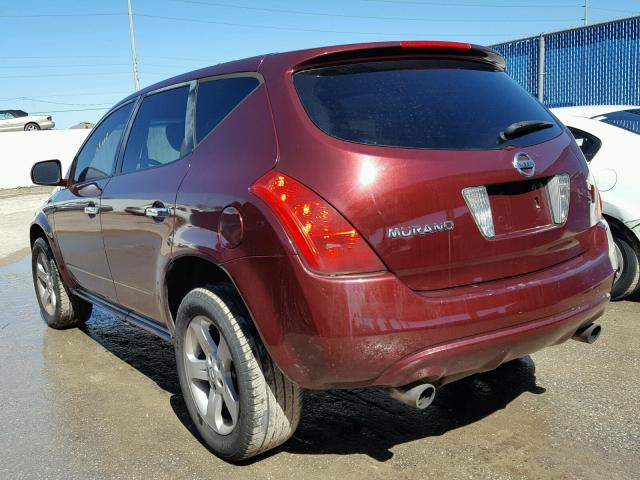 JN8AZ08T65W319484 - 2005 NISSAN MURANO SL BURGUNDY photo 3