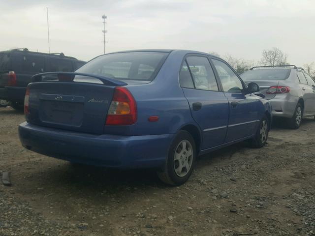 KMHCG45CX2U363674 - 2002 HYUNDAI ACCENT GL BLUE photo 4