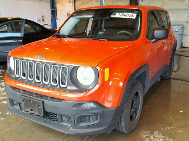 ZACCJAAT1GPD62366 - 2016 JEEP RENEGADE S წითელი ფოტო 2