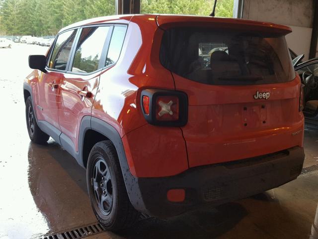 ZACCJAAT1GPD62366 - 2016 JEEP RENEGADE S წითელი ფოტო 3