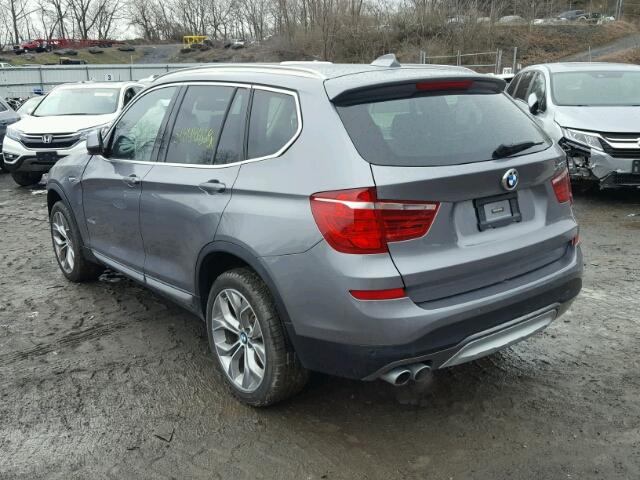 5UXWX9C59H0T00390 - 2017 BMW X3 XDRIVE2 GRAY photo 3