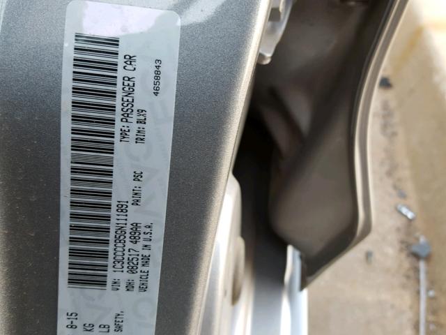 1C3CCCCB5GN111891 - 2016 CHRYSLER 200 C GRAY photo 10