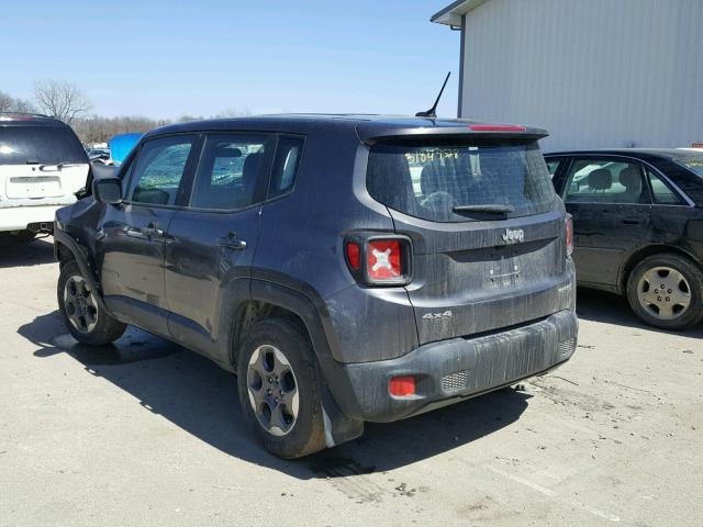 ZACCJBAT5GPD05934 - 2016 JEEP RENEGADE S GRAY photo 3