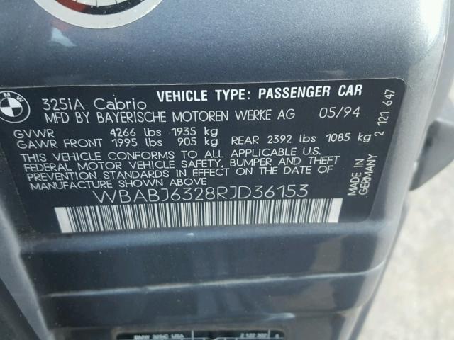 WBABJ6328RJD36153 - 1994 BMW 325 IC AUT GRAY photo 10