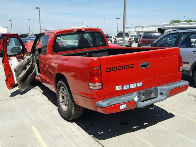 1B7GL22X01S168206 - 2001 DODGE DAKOTA RED photo 3