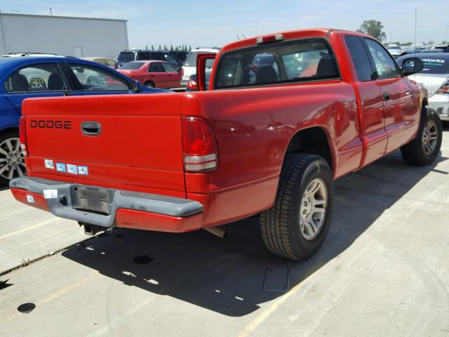 1B7GL22X01S168206 - 2001 DODGE DAKOTA RED photo 4