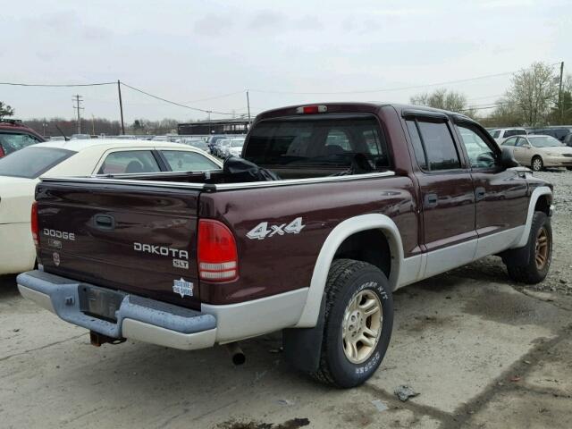 1D7HG48N04S559151 - 2004 DODGE DAKOTA QUA MAROON photo 4