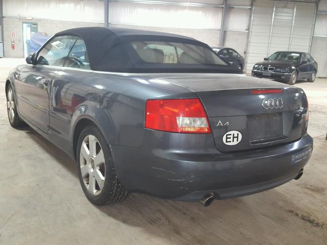 WAUAC48H54K016067 - 2004 AUDI A4 1.8 CAB GRAY photo 3