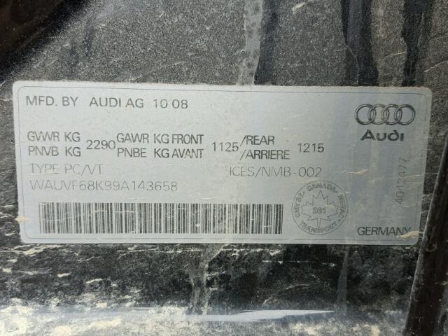 WAUVF68K99A143658 - 2009 AUDI A4 2.0T AV BLACK photo 10