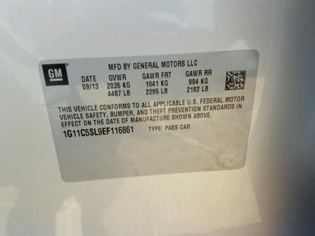 1G11C5SL9EF116861 - 2014 CHEVROLET MALIBU 1LT 银色 照片 10