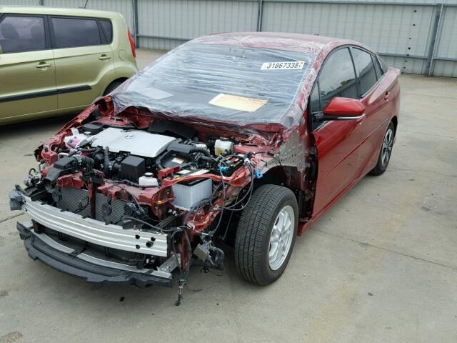 JTDKARFP6H3009780 - 2017 TOYOTA PRIUS PRIM წითელი ფოტო 2