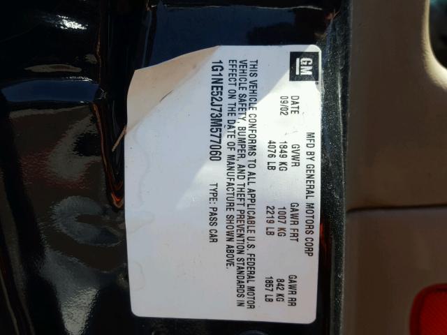 1G1NE52J73M577060 - 2003 CHEVROLET MALIBU LS BLACK photo 10