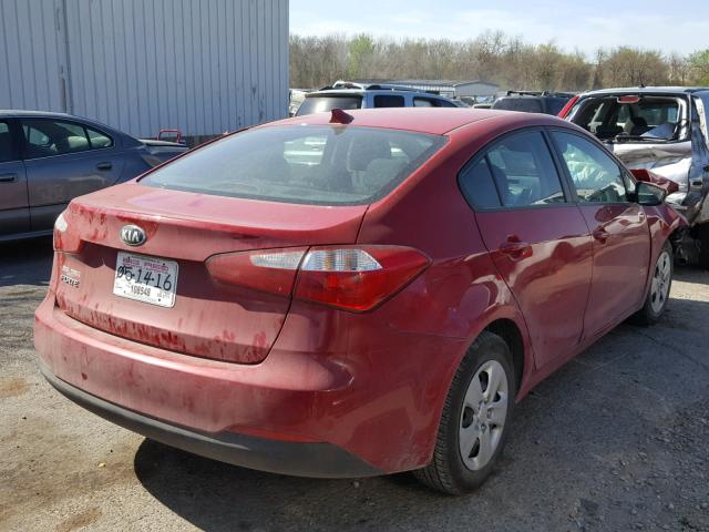 KNAFK4A61G5606917 - 2016 KIA FORTE LX RED photo 4