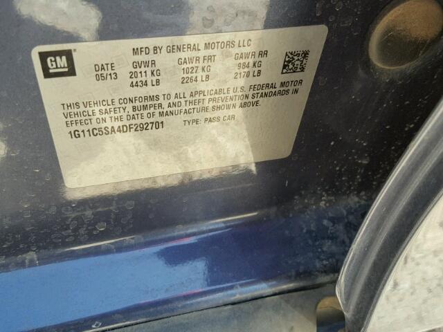 1G11C5SA4DF292701 - 2013 CHEVROLET MALIBU 1LT 黑色 照片 10