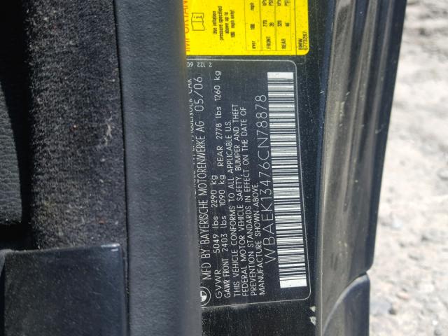 WBAEK13476CN78878 - 2006 BMW 650 I შავი ფოტო 10