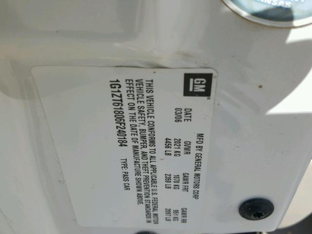 1G1ZT61806F240184 - 2006 CHEVROLET MALIBU MAX WHITE photo 10