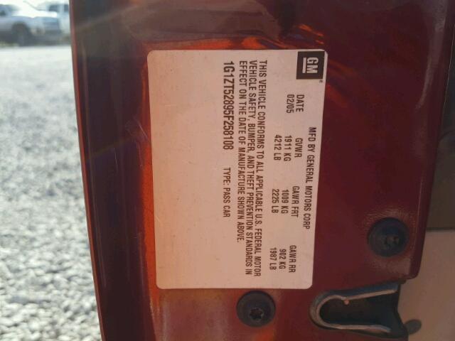 1G1ZT52895F258108 - 2005 CHEVROLET MALIBU LS 红色 照片 10