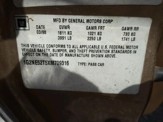 1G2NE52T5XM709316 - 1999 PONTIAC GRAND AM S Qızıl foto 10