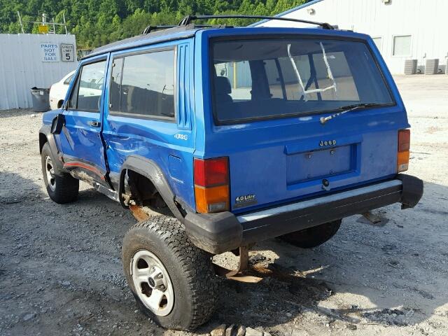 1J4FJ67S7PL516683 - 1993 JEEP CHEROKEE S BLUE photo 3