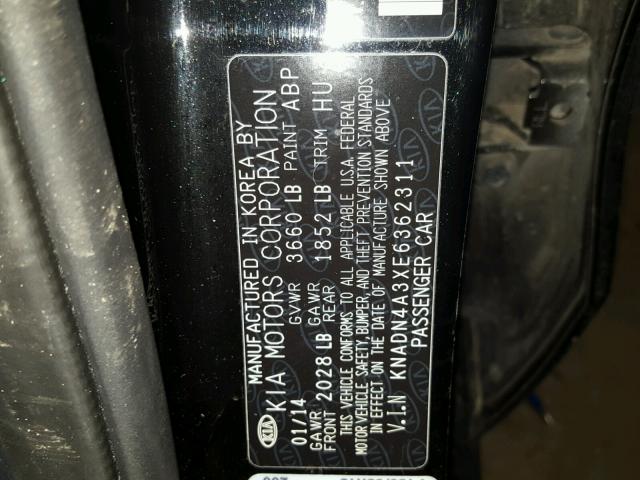 KNADN4A3XE6362311 - 2014 KIA RIO EX BLACK photo 10