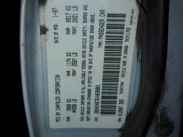 2B3HD46T6VH636801 - 1997 DODGE INTREPID GRAY photo 10