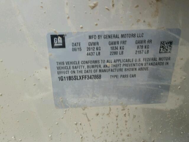 1G11B5SLXFF347868 - 2015 CHEVROLET MALIBU LS TAN photo 10