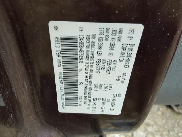 1D4HB58N45F519439 - 2005 DODGE DURANGO LI MAROON photo 10