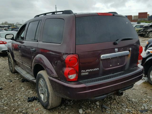 1D4HB58N45F519439 - 2005 DODGE DURANGO LI MAROON photo 3