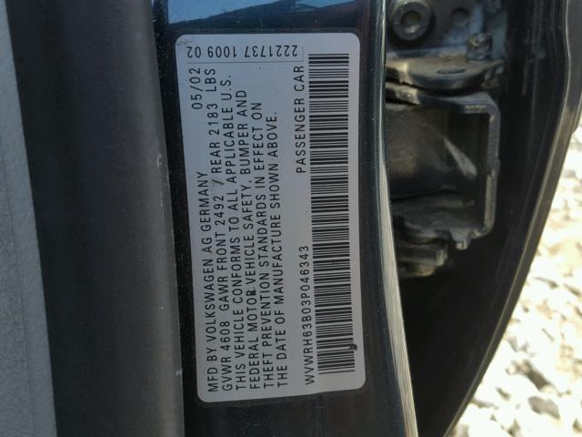 WVWRH63B03P046343 - 2003 VOLKSWAGEN PASSAT GLX 蓝色 照片 10