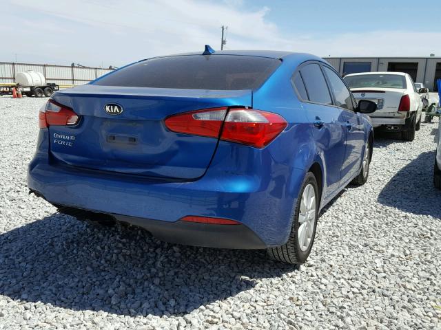 KNAFX4A64E5161166 - 2014 KIA FORTE LX BLUE photo 4